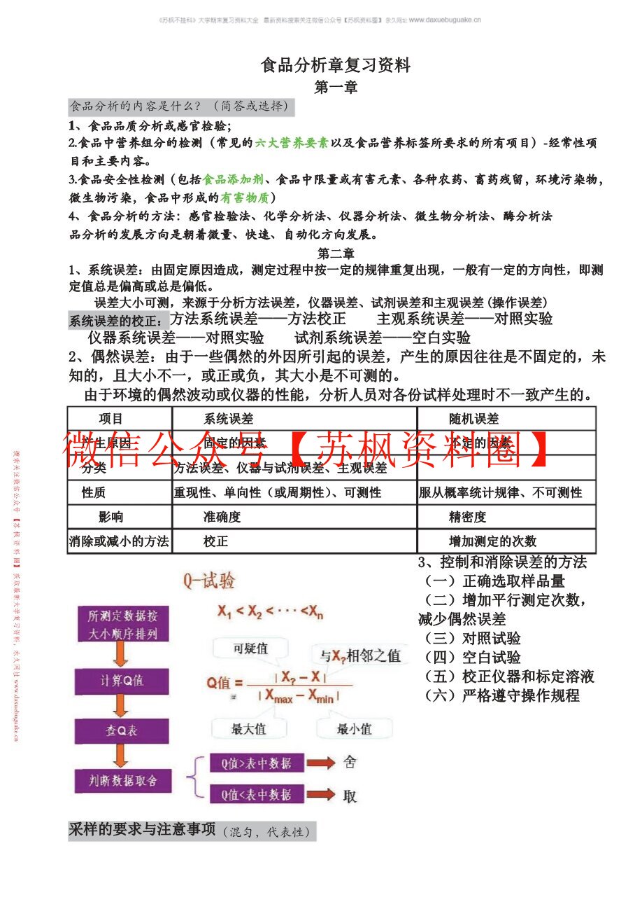 食品分析与检测